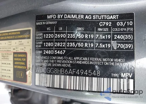 2010 Mercedes-Benz Glk 350 4Matic z USA, uszkodzony, nr VIN WDCGG8HB6AF494548